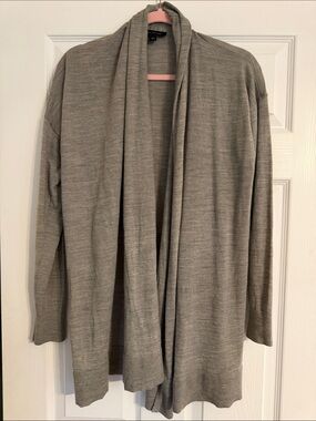 Ann Taylor Gray Draped Open Cardigan